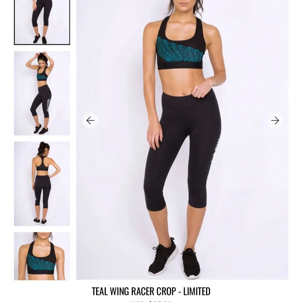 Teal Wing Racer Crop L GUC - Picture 1 of 4